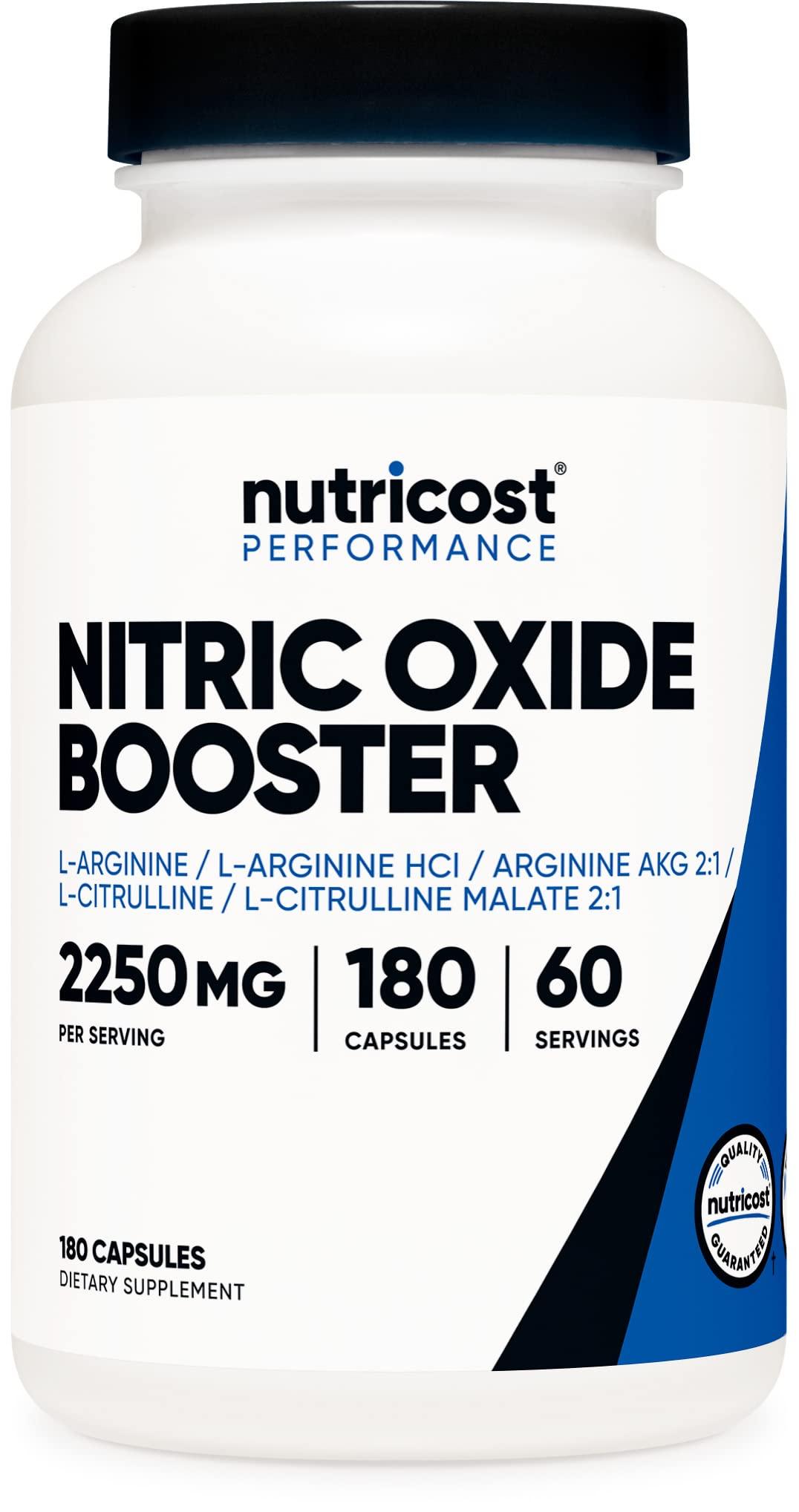 Nutricost Nitric Oxide Booster 750mg 180 Capsules Gluten Free, NonGMO