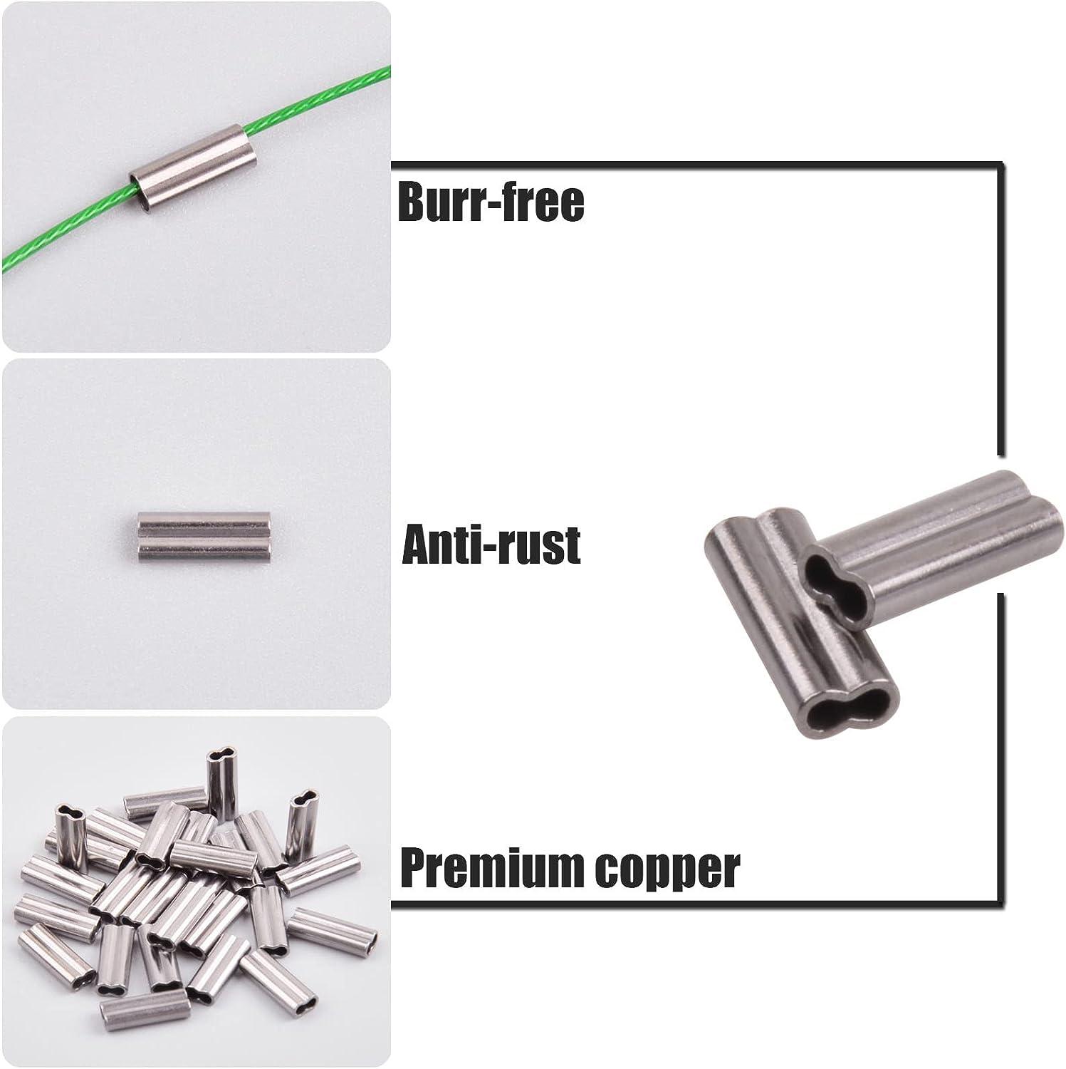 500pcs Fishing Crimp Sleeves Kit, Double Barrel Crimp Sleeves Brass Copper  Crimping Sleeve Tubes Fishing Line Connector Fishing Wire Leader Rigging  Tackle