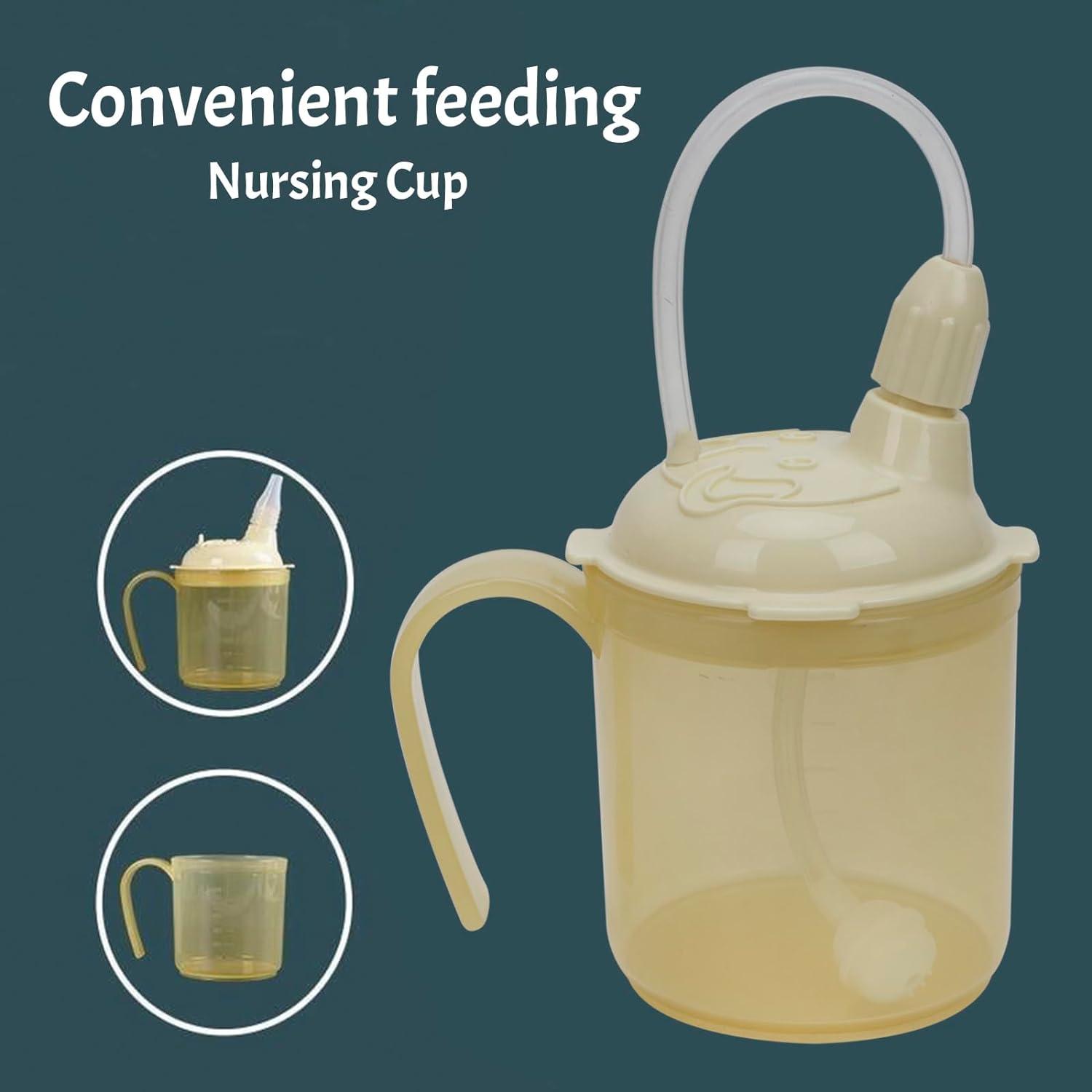 Convalescent Drinking Aids Spill Proof Feeding Cup with Extended Straw Self Feeding Assistant