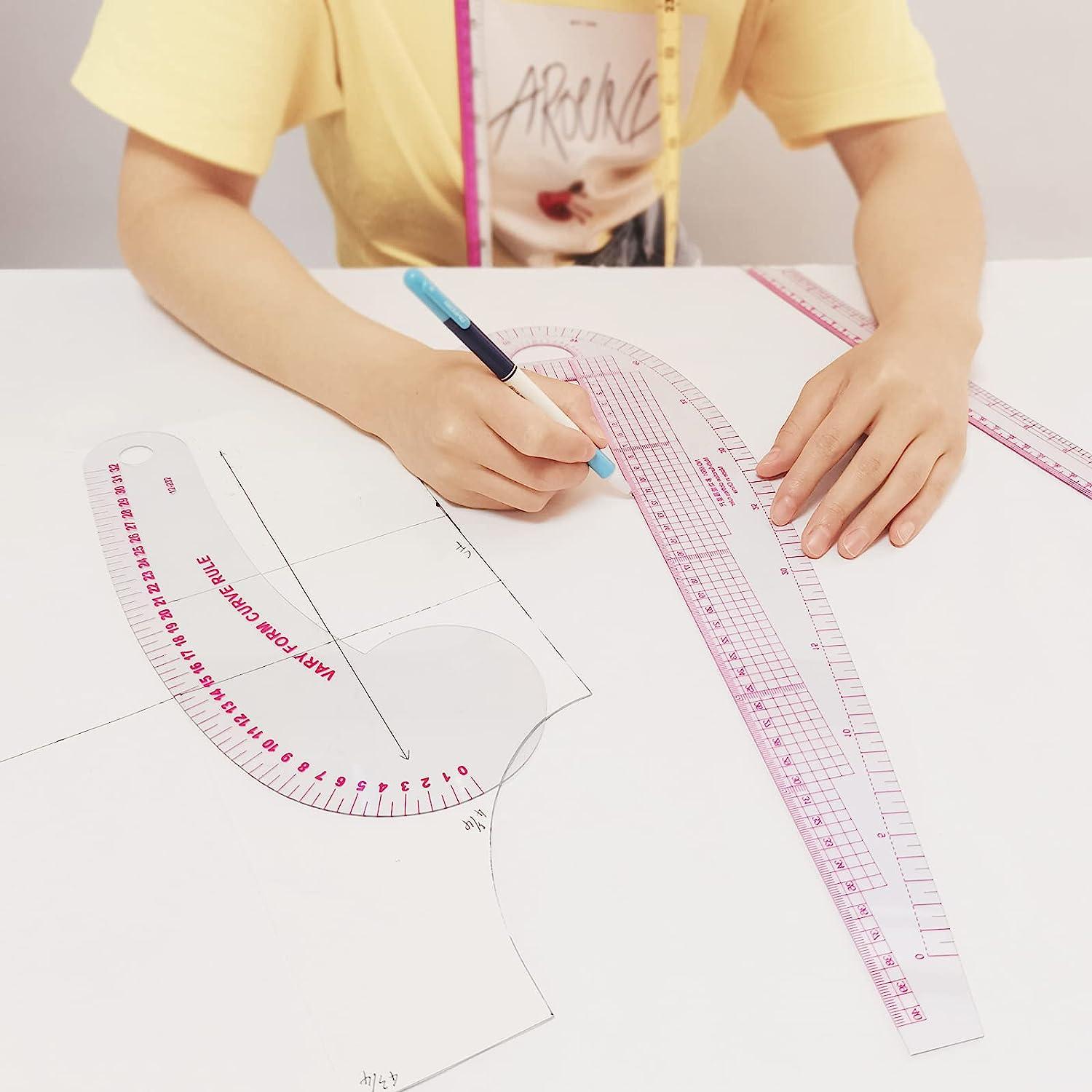 HLZC French Curve Ruler for Pattern Making, 15 Pieces Clear Sewing Ruler  Set for Beginners Tailors Designers