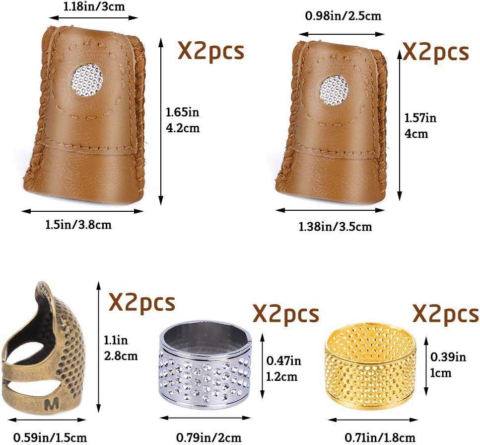 10 Pcs Thimble and Finger Protector, 3 Colors Metal Thimble, Copper Sewing  Thimble with 4 Pcs Leather Finger Protector, Adjustable Finger Shield Ring