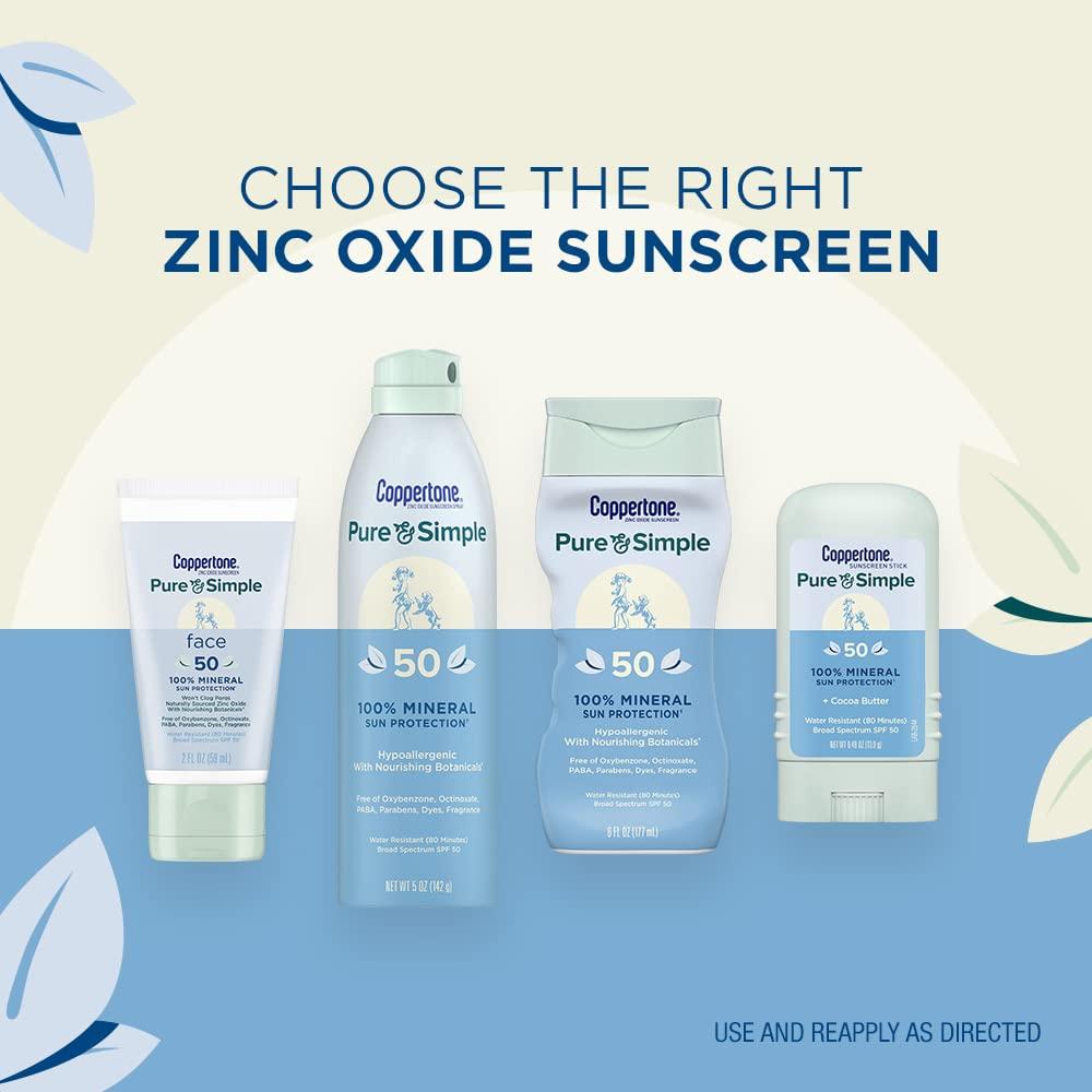 Coppertone Pure and Simple Sunscreen Lotion, Zinc Oxide Mineral