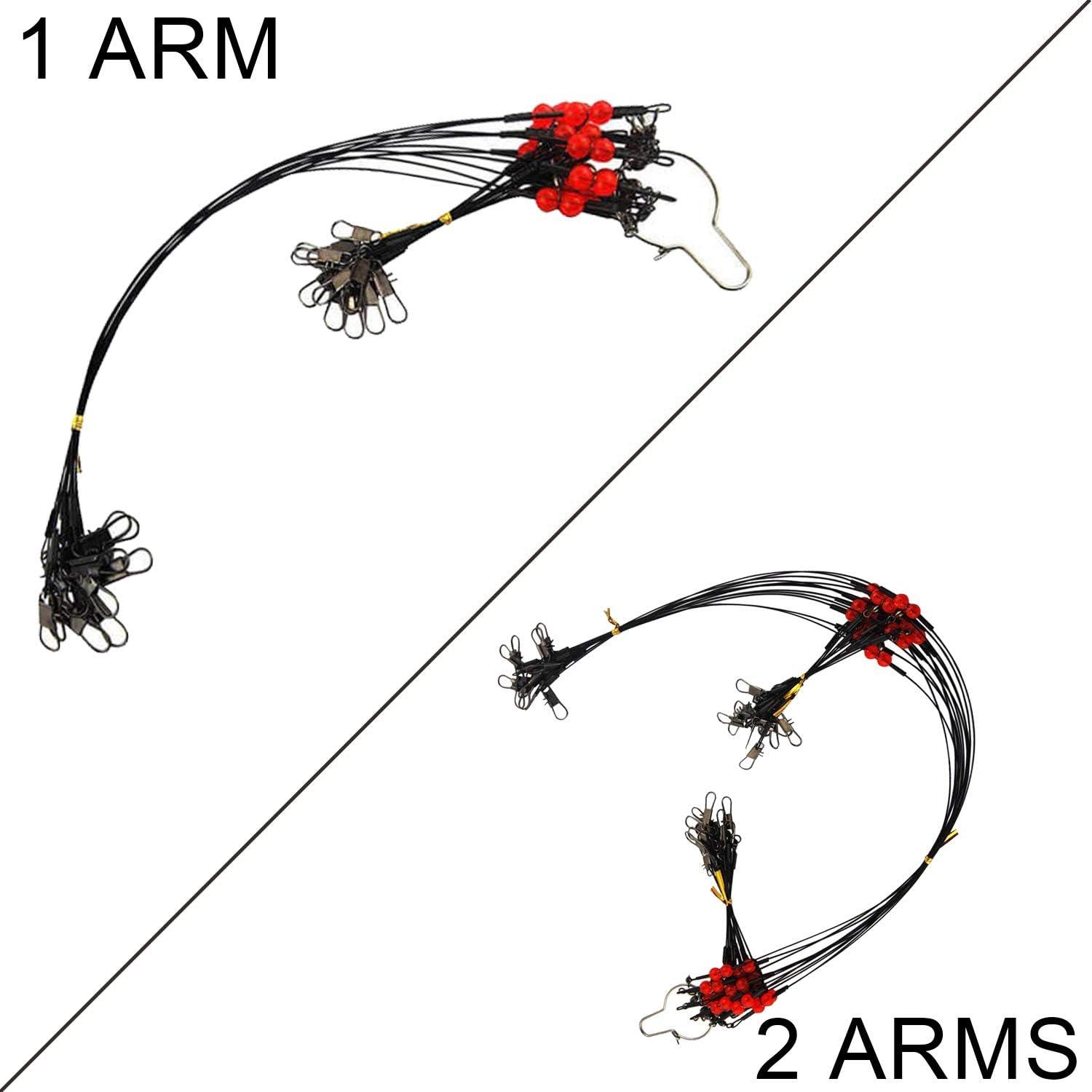 Fishing Leader Saltwater Fishing Rigs Fishing Bottom Rigs High Strength  Surf Fishing Rigs Steel Leaders Wire Fishing Wire Rig Fishing Leaders with Swivel  Snaps Beads 1Arm / 2Arm with 1 Arm _ 12pcs