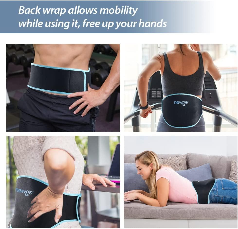 NEWGO Gel Ice Pack 2 Pack for Back Pain Relief Hot Cold Packs Belt