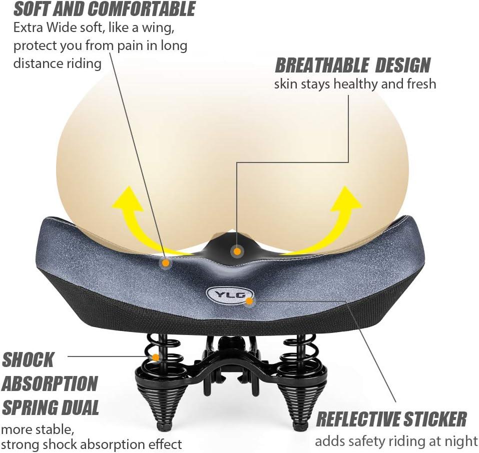 YLG Oversized Comfort Bike Seat Memory Foam Soft Saddle for Men