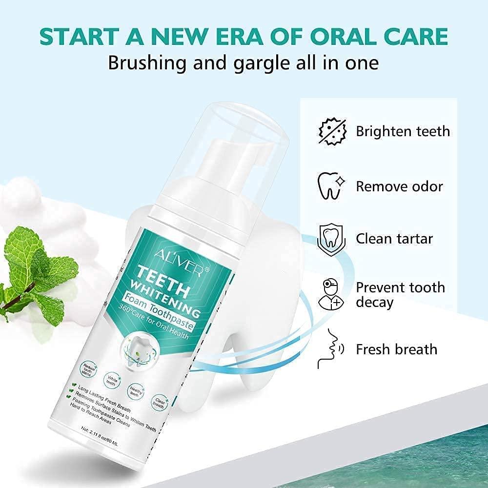 2Pcs Toothpaste Whitening Foam,Citrus Baking Soda Toothpaste,Ultrafine