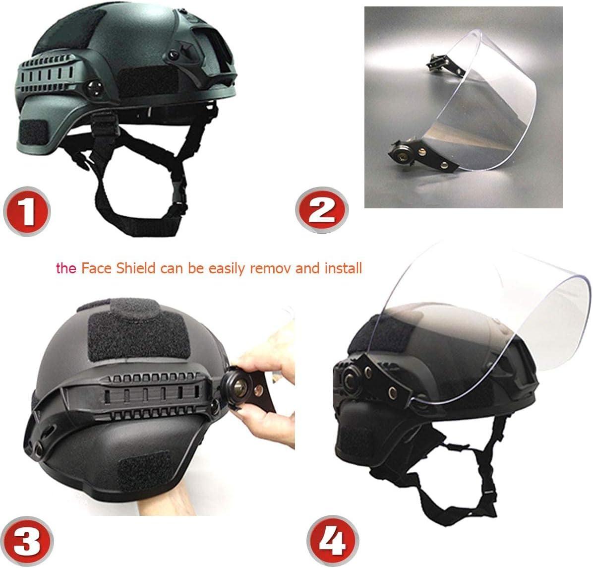 Airsoft MICH 2000 ACH Tactical Helmet with Clear Visor NVG Mount