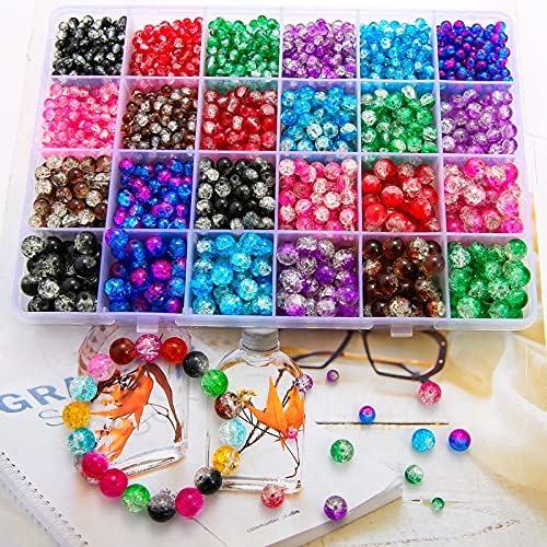  Suhome 1920pcs 8 Color Crackle Lampwork Glass Beads
