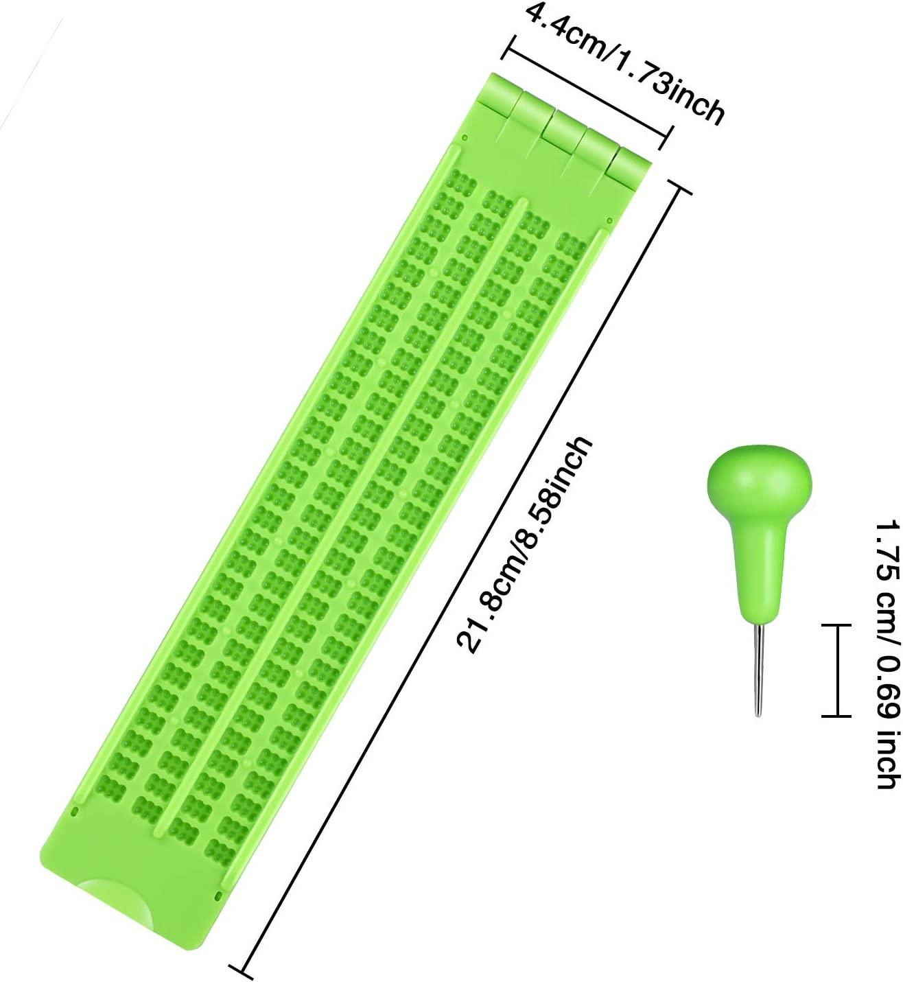 4 Lines 28 Cells Braille Slate and Stylus Braille Writing Slate Plastic