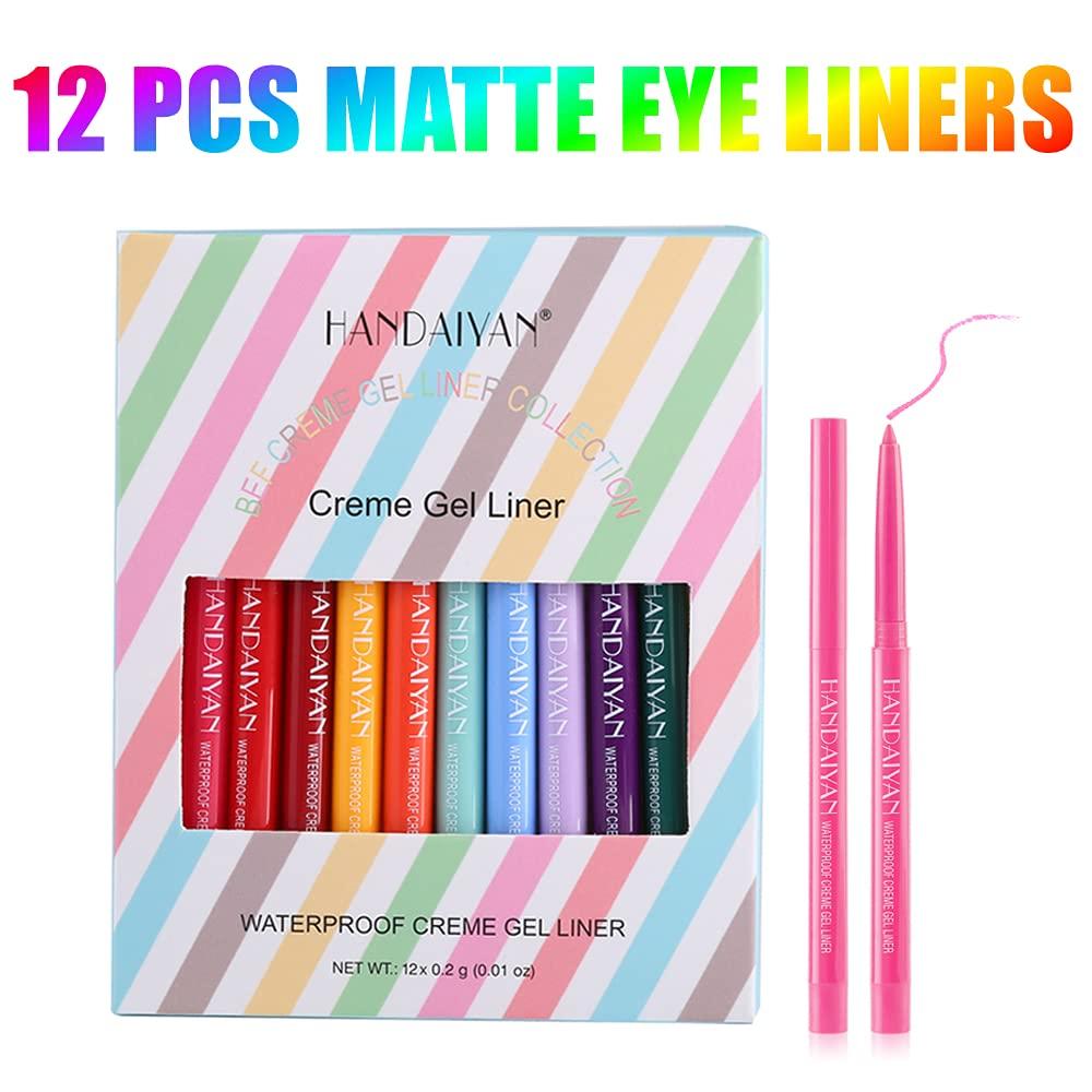 Colored Eyeliners Twist Up Pencil Set 12 Colors Waterproof Neon Eye