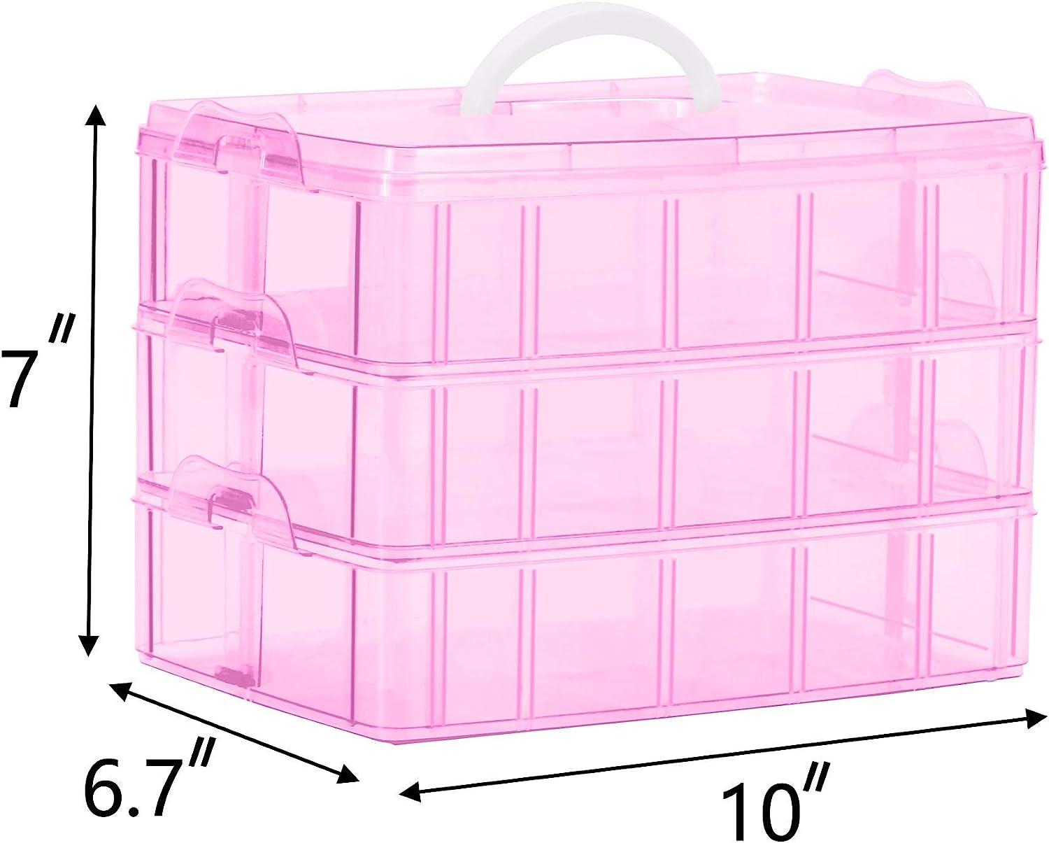 Sooyee Bead Organizer,3-Tier Craft Organizers and Storage,Stackable Storage  Containers with 30 Compartments Dividers for Washi Tape, Kids Toy, Hair  Accessories, Nail,Art Supplies, Fishing Tackle, Pink