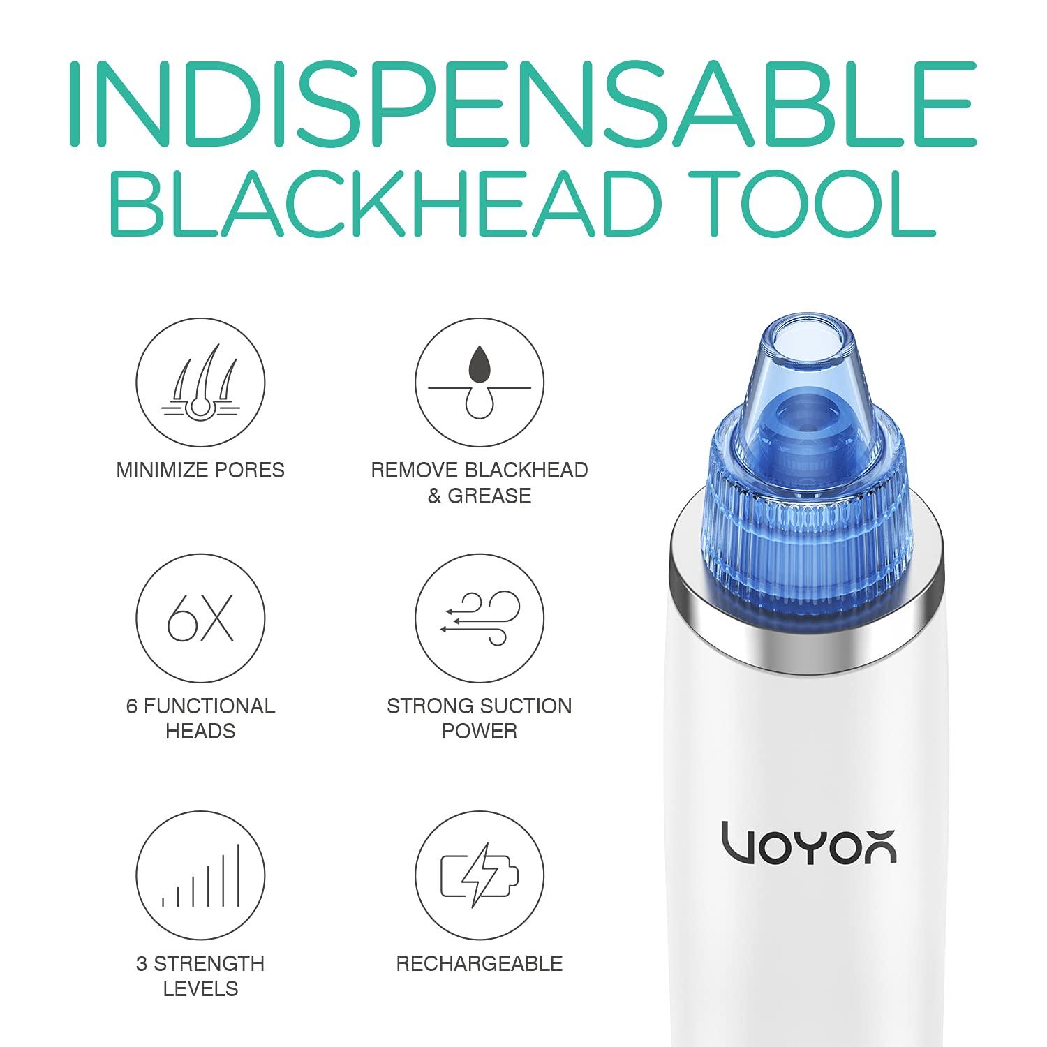 VOYOR Blackhead Remover Pore Vacuum - Electric Face Cleaner with 6 ...