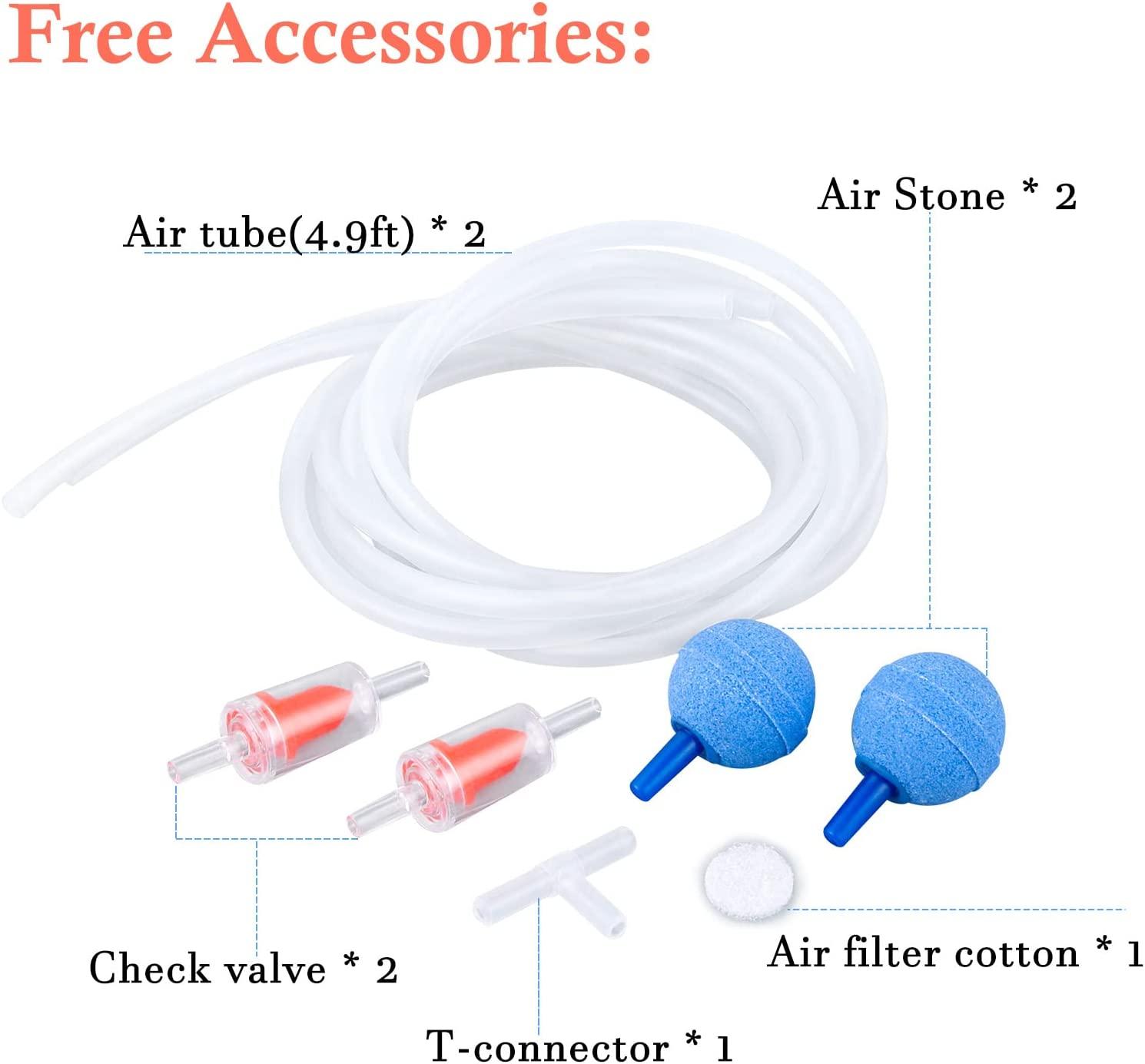 HITOP Dual Outlet Aquarium Air Pump Whisper Adjustable Fish Tank