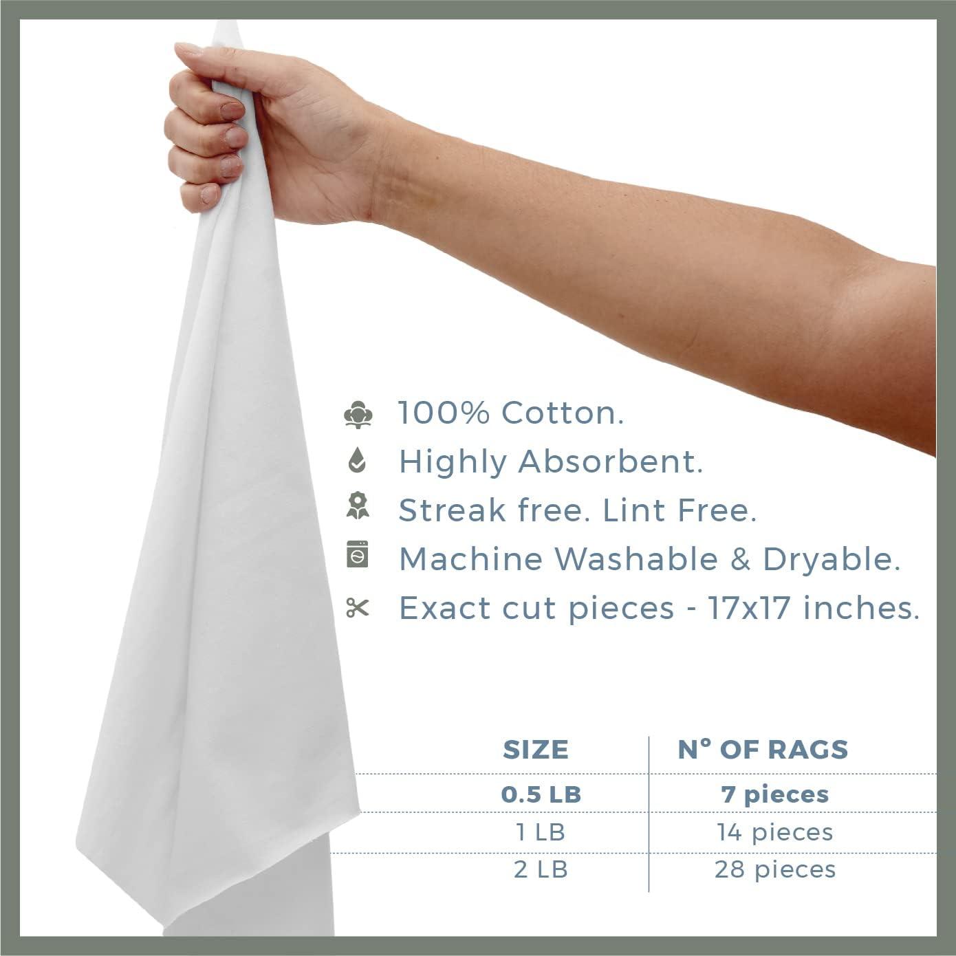 VALENGO 100 Cotton Lint Free Cleaning Rags Soft Tshirt Cloth for