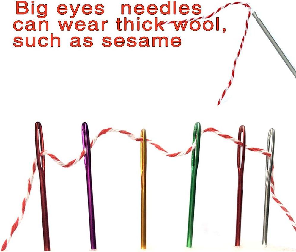 Bonayuanda 30pcs Colorful Large Eye Plastic Sewing Needles for Kid Weave Education