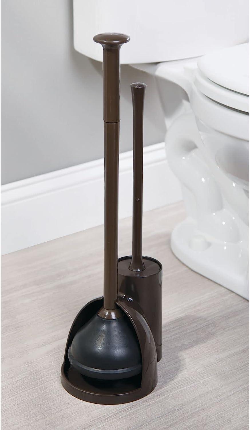 mDesign Aura Collection Hidden Plunger and Brush Set - Dark Brown ...