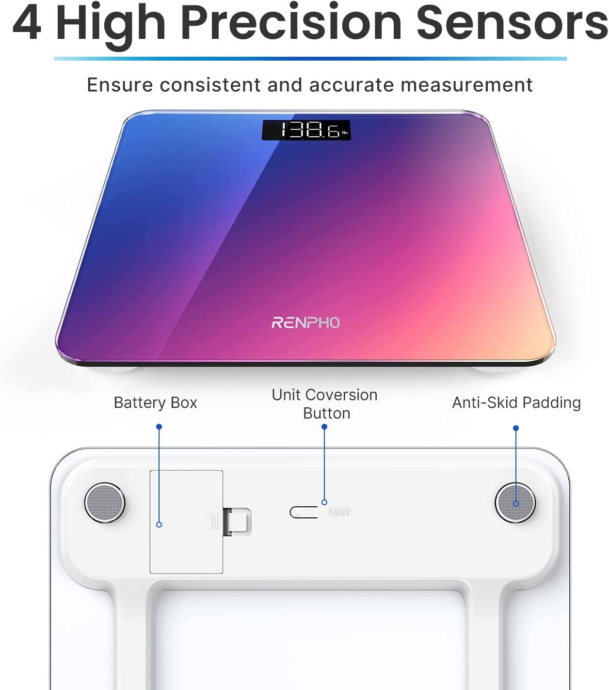 RENPHO Digital Bathroom Scale, Highly Accurate Body Weight Scale with  Lighted LED Display, Round Corner Design, 400 lb (Gradient, 10.2/260mm)  Gradient 10.2/260mm