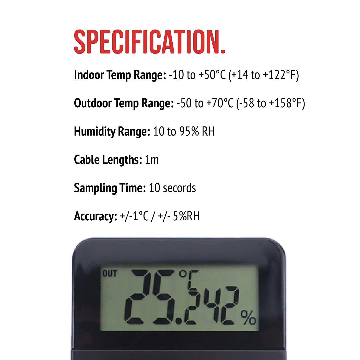 Digital Reptile Thermometer and Humidity Gauge Remote Probes Terrarium Reptile  Hygrometer Thermo Humidor Tank Cage Incubator Brooder Indoor Outdoor