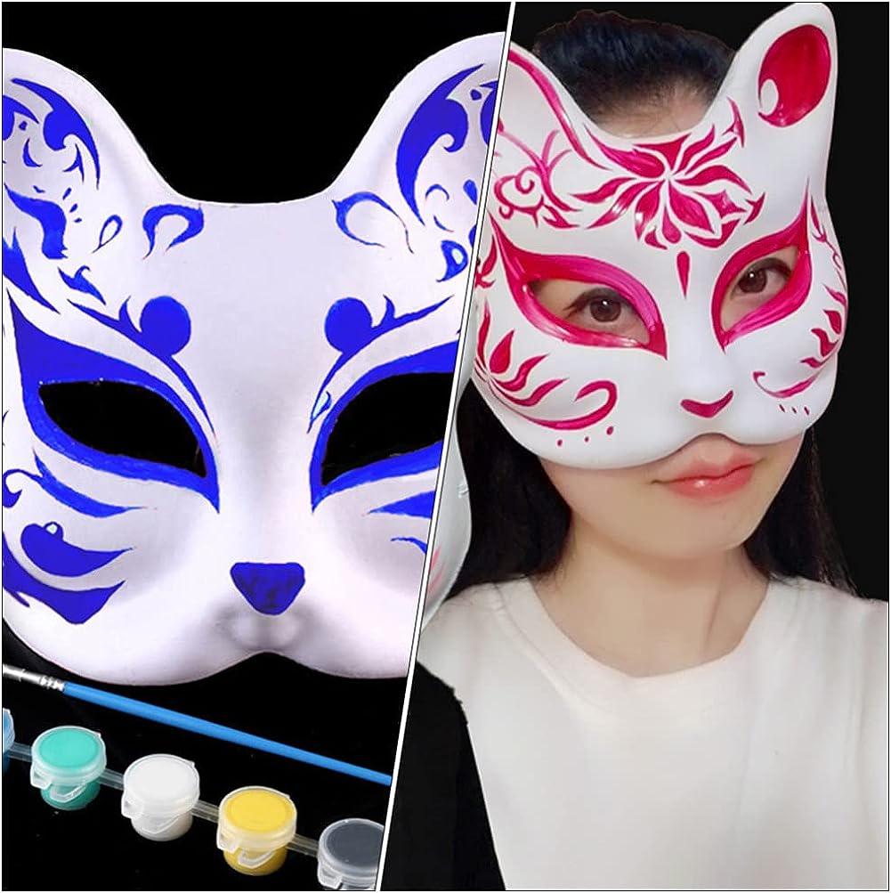 Masquerade Paper Blank White Mask Halloween Cosplay Cat Diy Hand