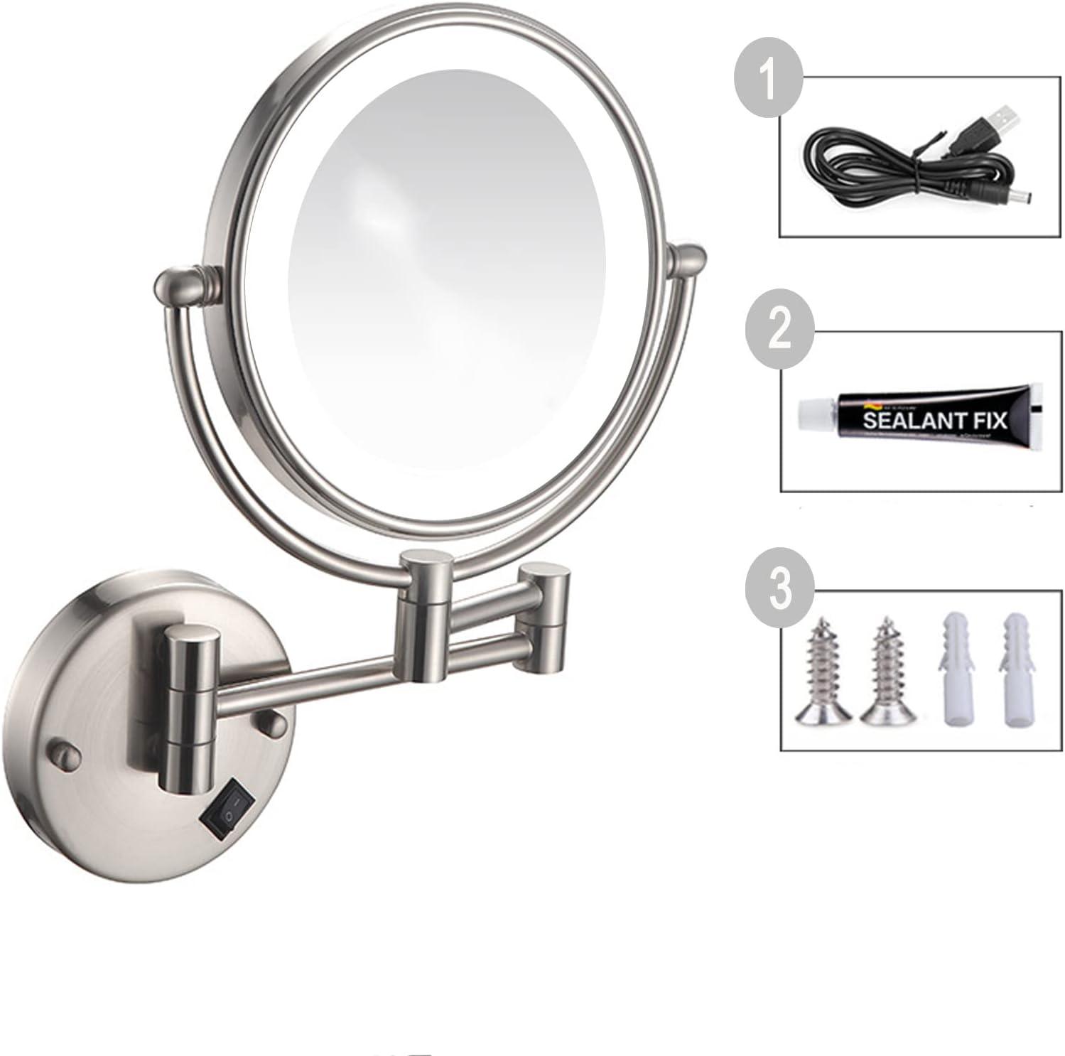 SRVNT 360 Swivel Extendable Makeup Mirror with Light Brass Bathroom