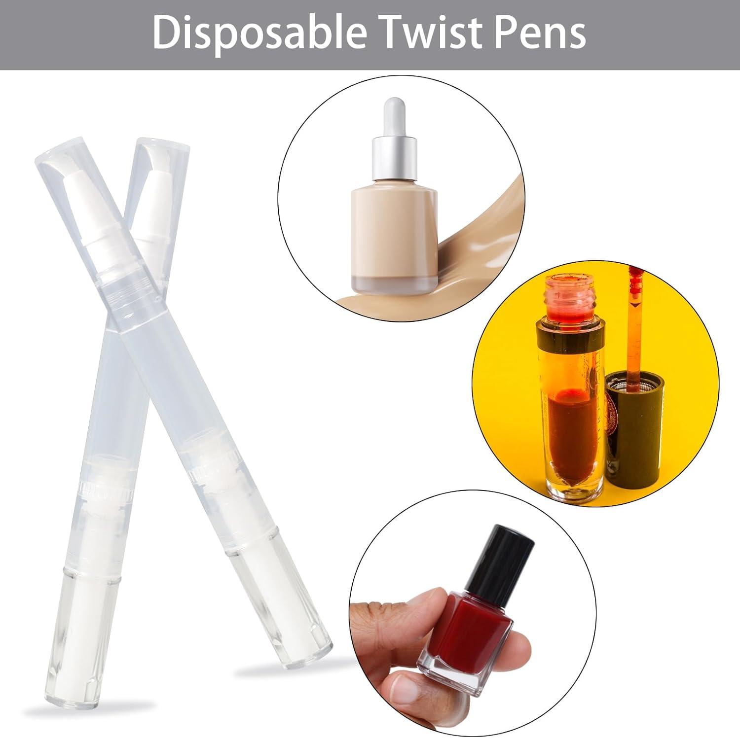5 Pcs Transparent Twist Pens 3ml Nail Oil Pen with Brush Tip Empty