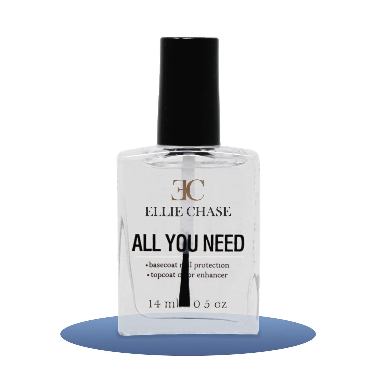 Ellie Chase 2 in 1 Top Coat & Base Coat Nail Polish 0.5 Fl Oz