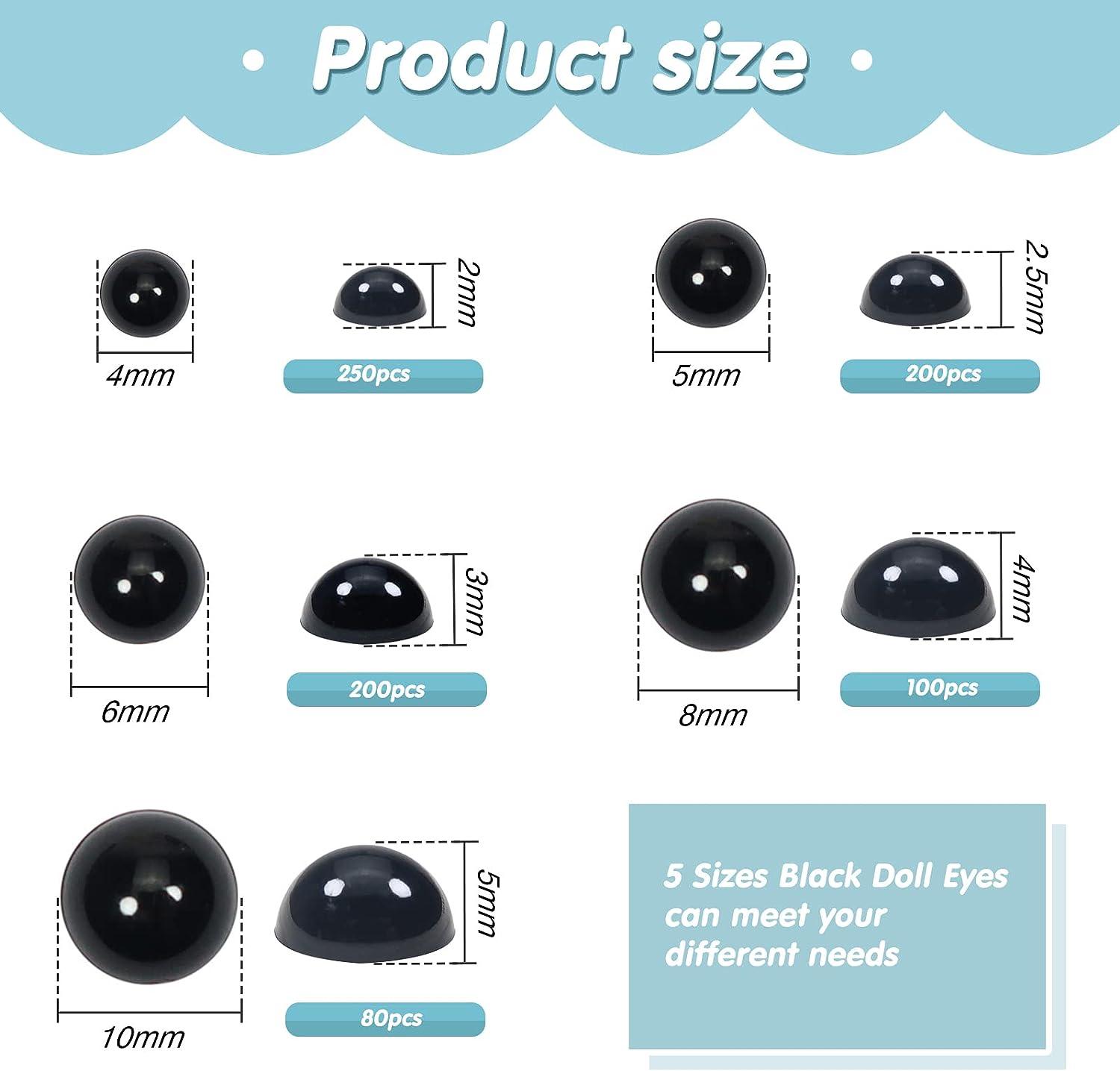 200Pcs 10mm Safety Eyes for Crochet Plastic Black Safety Eyes for