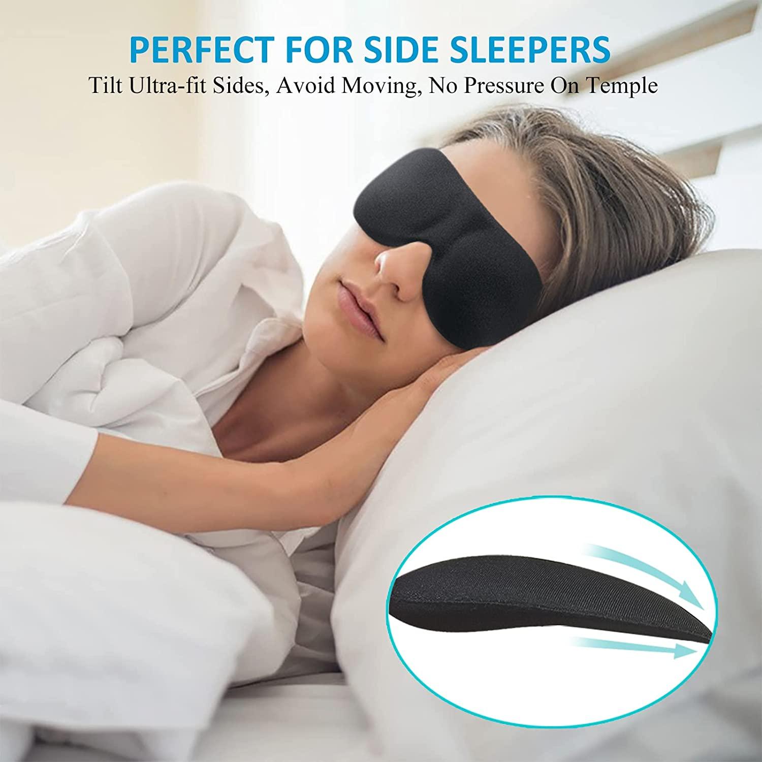 Sleep Mask for Side Sleeper, 100% Blackout 3D Eye Mask for Sleeping, Night  Blindfold for Men Women, Pack of 3 Black & Blue & Purple