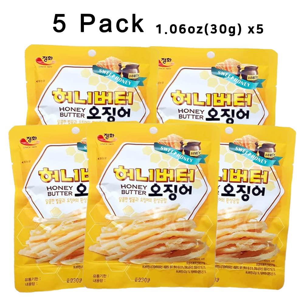 Korean Grilled Honey Butter Squid Flavorful Dry Squid Snack (5 Pack