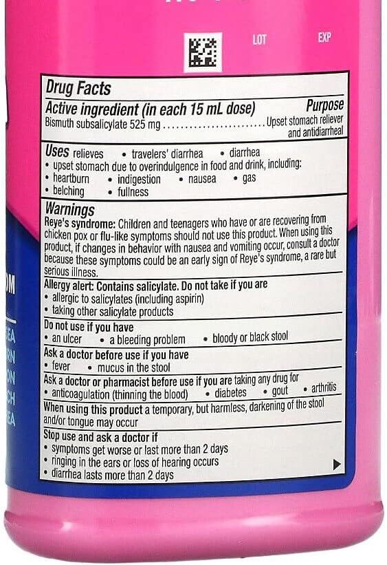 PEPTO Bismol Ultra Liquid for Upset Stomach 5 Symptom Relief Original 12 oz (Pack of 2)