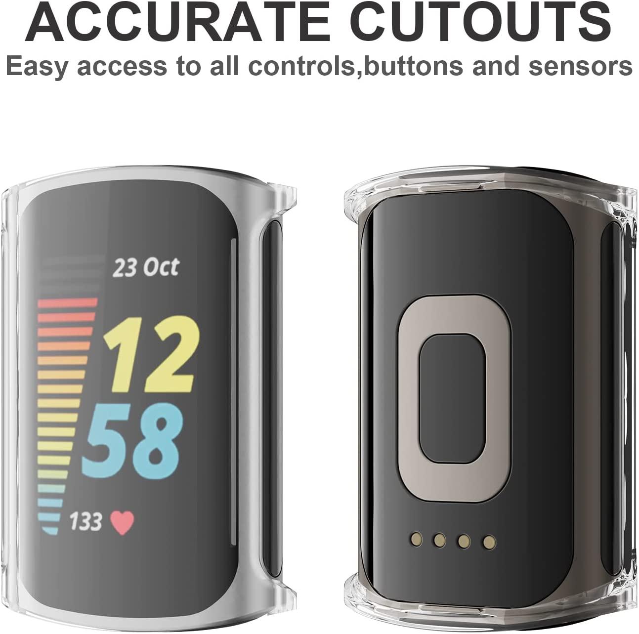 Cuteey 4 Pack Screen Protector for Fitbit Charge 5 Only,Slim Soft Full TPU Cover Case for Fitbit