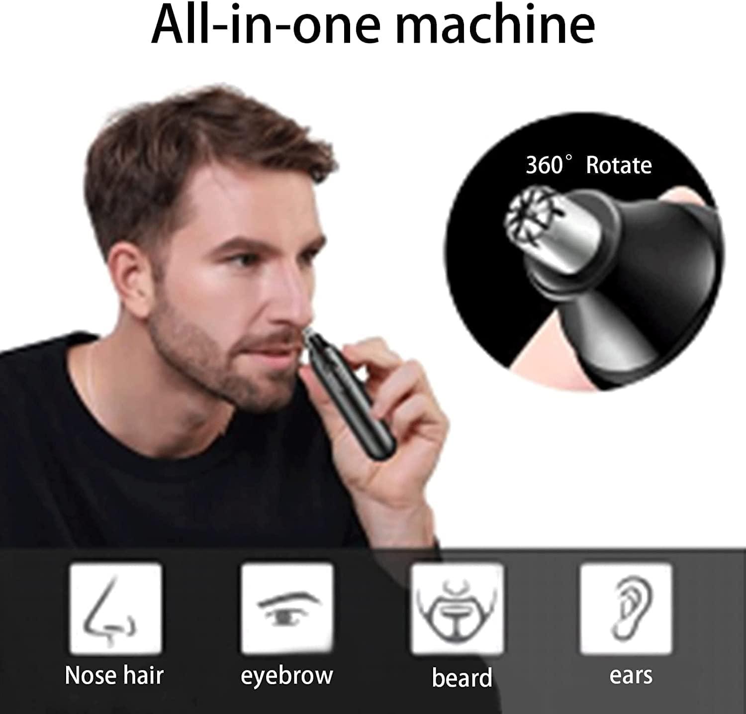 Nose and Ear Hair Trimmer with 3 Heads, Professional Painless Electric
