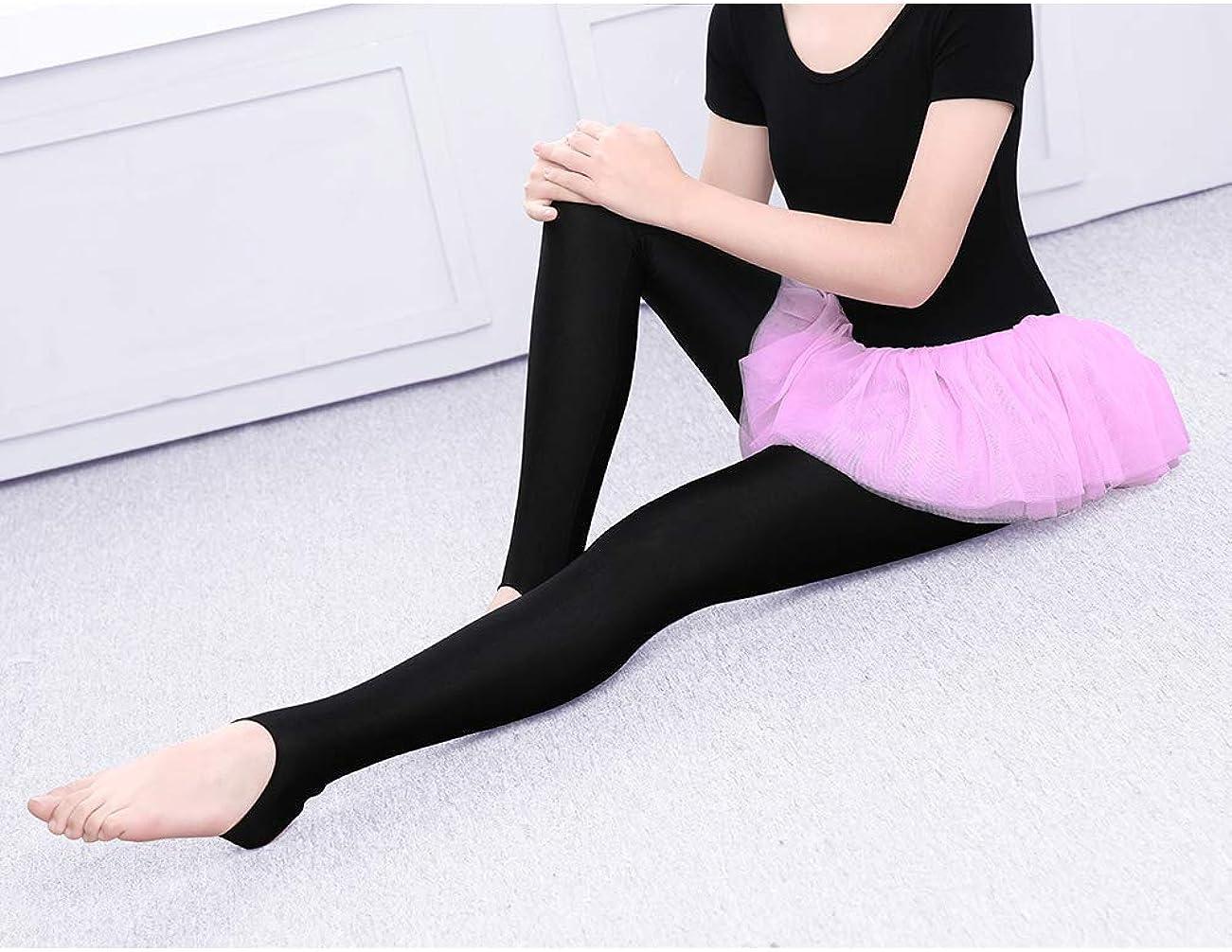 Daydance Girl's Stirrup Pants for Gymnastics Shiny Spandex Athletic Dance  Leggings for Kids Black 9-10 Years