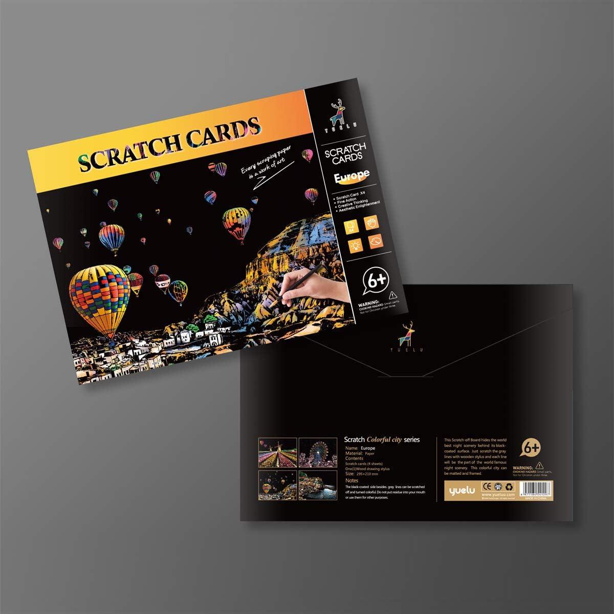 Rainbow Scratch Art Painting Paper (A4) for Kids & Adults, DIY Night