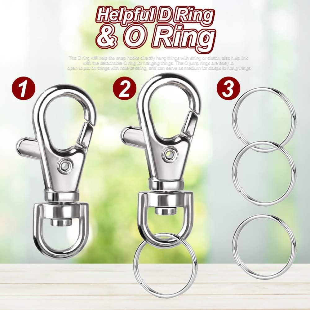 160PCS Metal Swivel Clasps Lanyard Snap Hook with Key Ring, LEOBRO