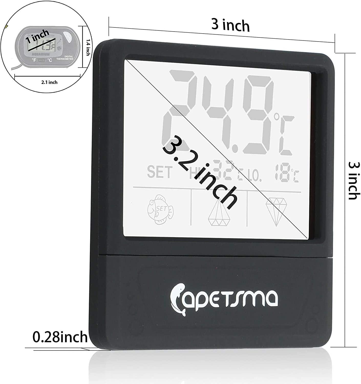 capetsma Reptile Thermometer, Digital Thermometer Hygrometer for Reptile Terrarium, Temperature and Humidity Monitor in Acrylic