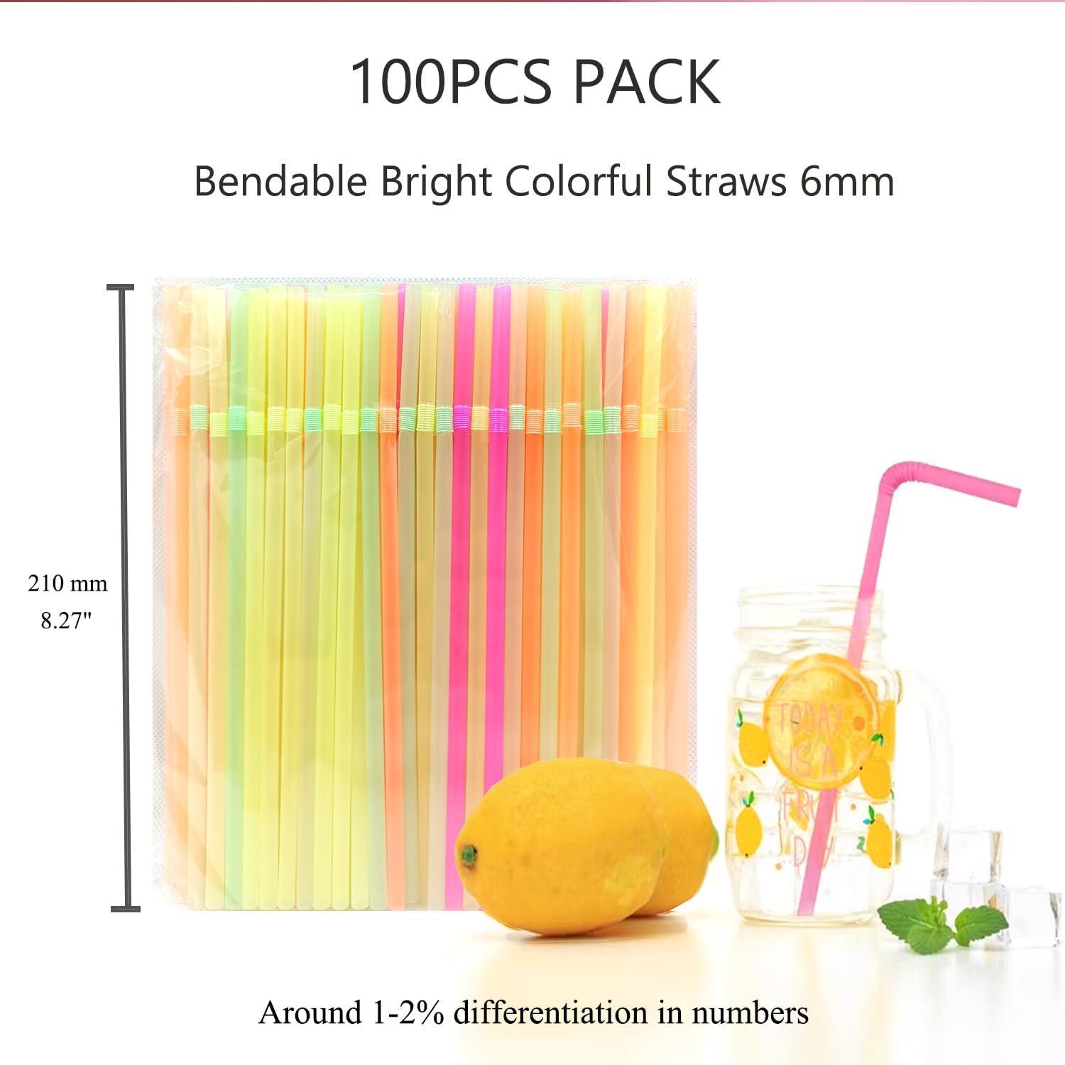 FOREVERIE 100 PCS Regular Plastic Flexible Bendy Straws Disposable for  Drinking 0.24 Inch/6mm Diameter 8.27 Inches/21cm Length Soft Semi Clear  Multi Light Colors Mix | Buy Now with Express International Delivery |  GoSupps.com