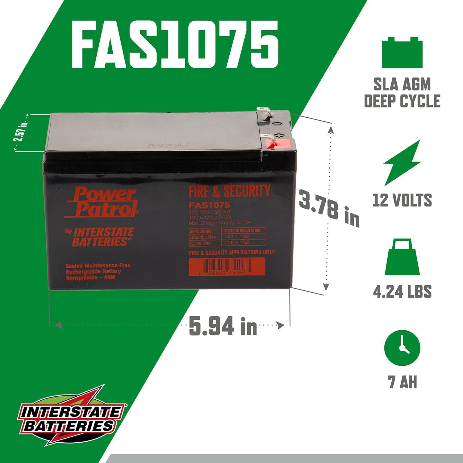 Interstate Batteries Power Patrol 12V 7Ah Fire & Security Alarm Battery