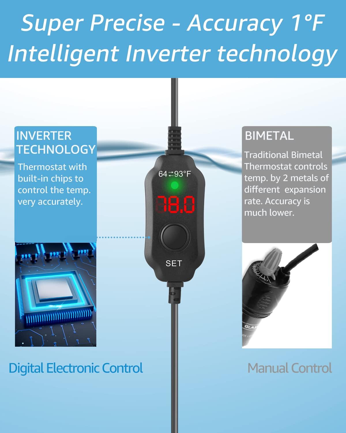 Fumak 100W Adjustable Aquarium Heater Super Short Submersible Fish Tank