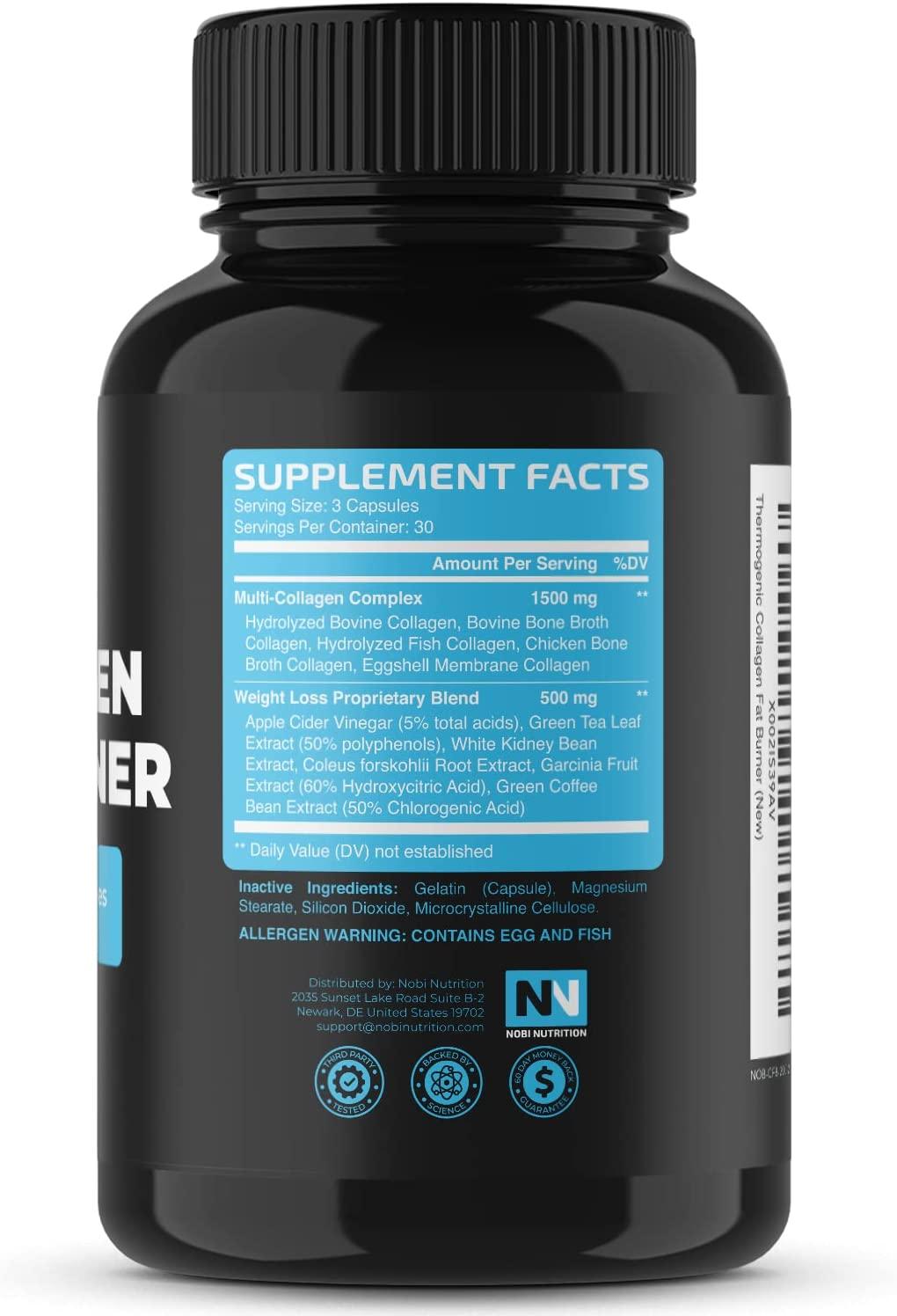 Nobi Nutrition Collagen Thermogenic Fat Burner Appetite Suppressant
