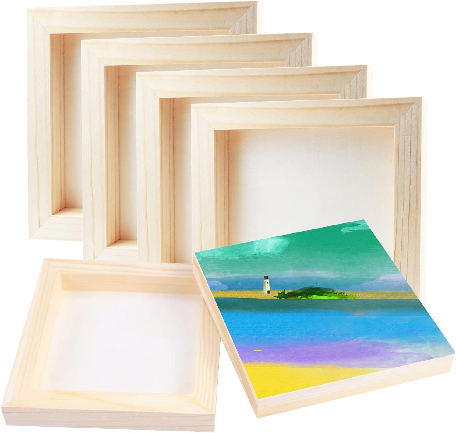 FSWCCK 10 Pcs 6x6 Wood Panel Boards Unfinished Wood Canvas Wooden for Crafts  Painting Canvas DIY Art Projects Pouring Arts Use with Oils Acrylics