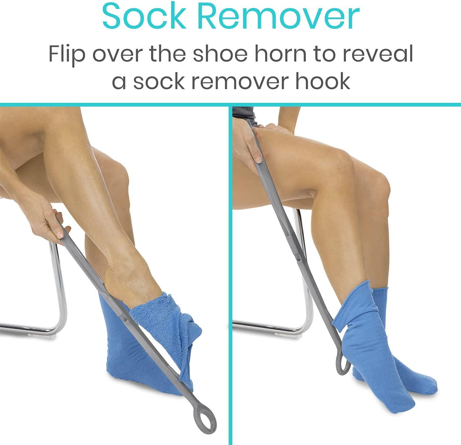 Vive Sock Aid and Shoe Horn Kit Long Handled Remover and Shoe Helper