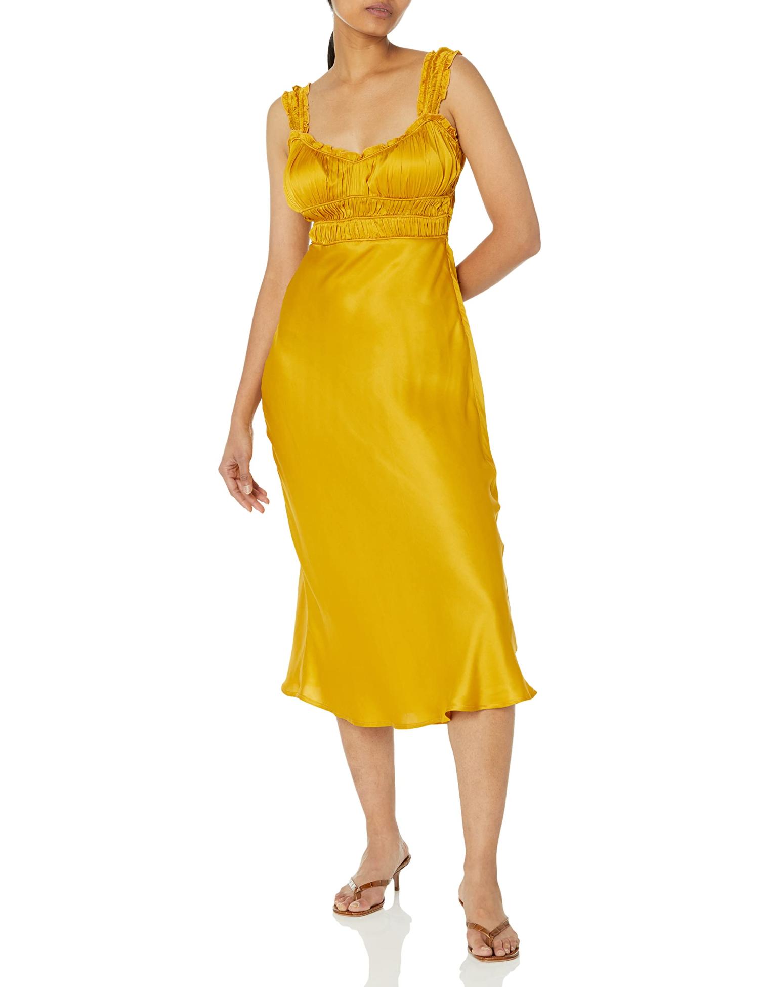 slim fit dress slacks Yellow Caitlin Midi Dress main image 1