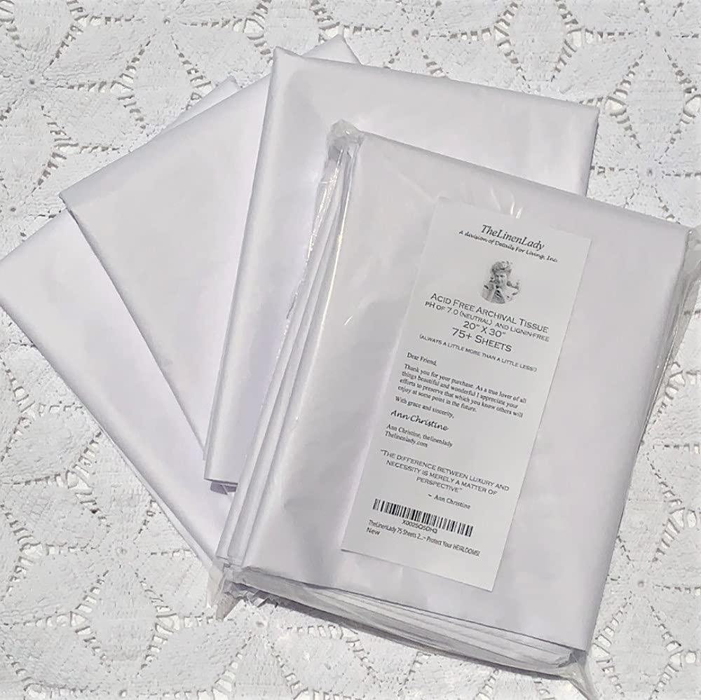TheLinenLady 75 Sheets 20x30 Acid Free Archival Tissue Paper Lignin Free  Protect Your HEIRLOOMS!