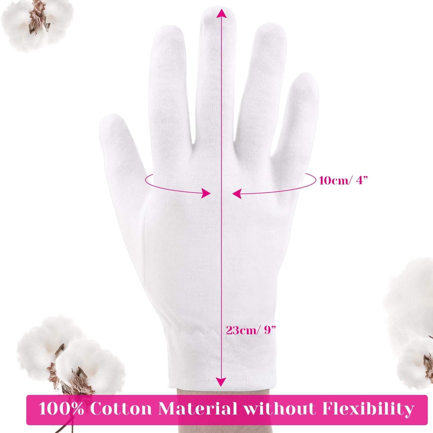 Moisturizing Gloves for Dry Hands Overnight, Selizo 3 Pairs 100 Percent White Cotton Gloves for