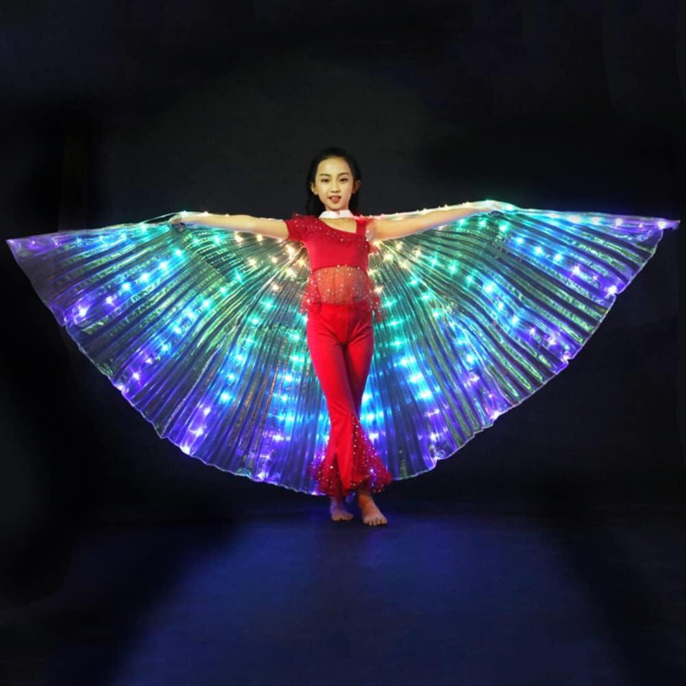EMVANV LED Lights Belly Dance Wing - Light up Isis Wings for Child,  Bellydance Glow Angel Dance Wings with Telescopic Stick, Performance  Clothing for Carnival, Stage, Halloween, Christmas Colorful