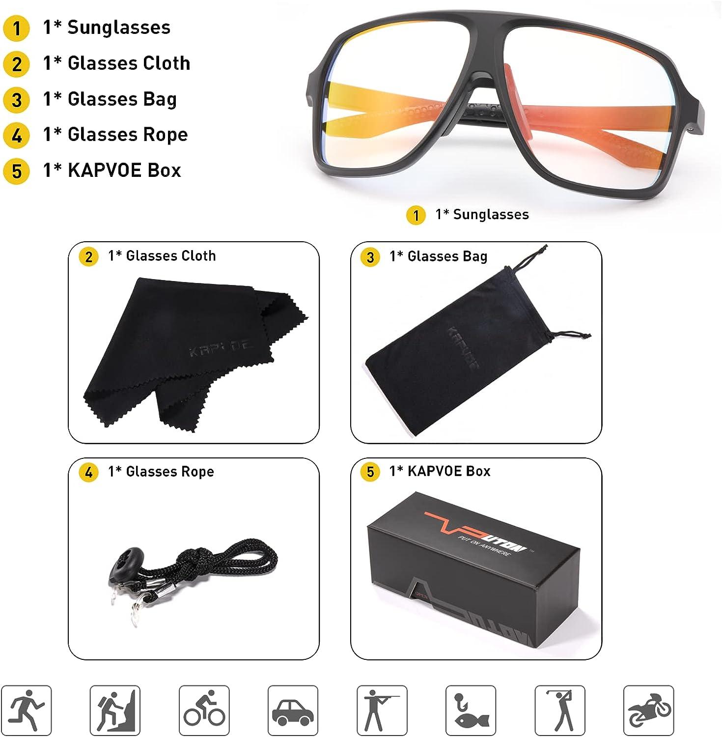 KAPVOE Photochromic Cycling Glasses for Men Women Sports Sunglasses MTB  Biking Sunglasses UV Protection 02