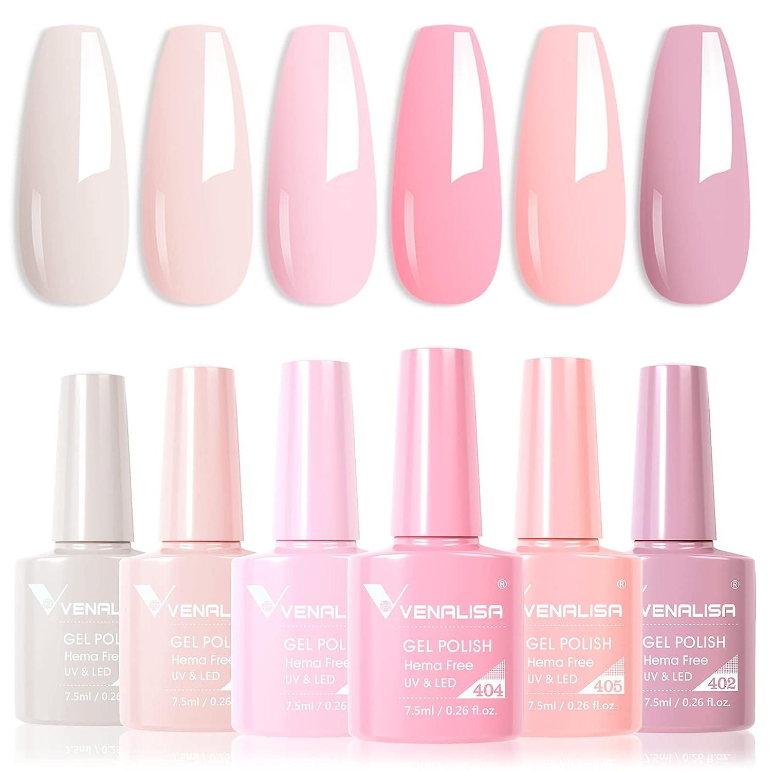 VENALISA Hema-Free Pink Gel Nail Polish Set- 6 Colors Popular