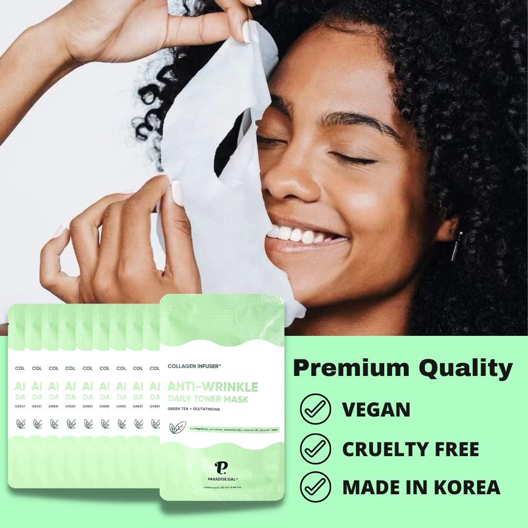 is glutathione good for hyperthyroidism ParadiseGal 10 Anti-Wrinkle Face Masks - Korean Skin Care with Collagen, Green  Tea, Glutathione, Niacinamide & Ceramide | Buy Now with Express  International Delivery