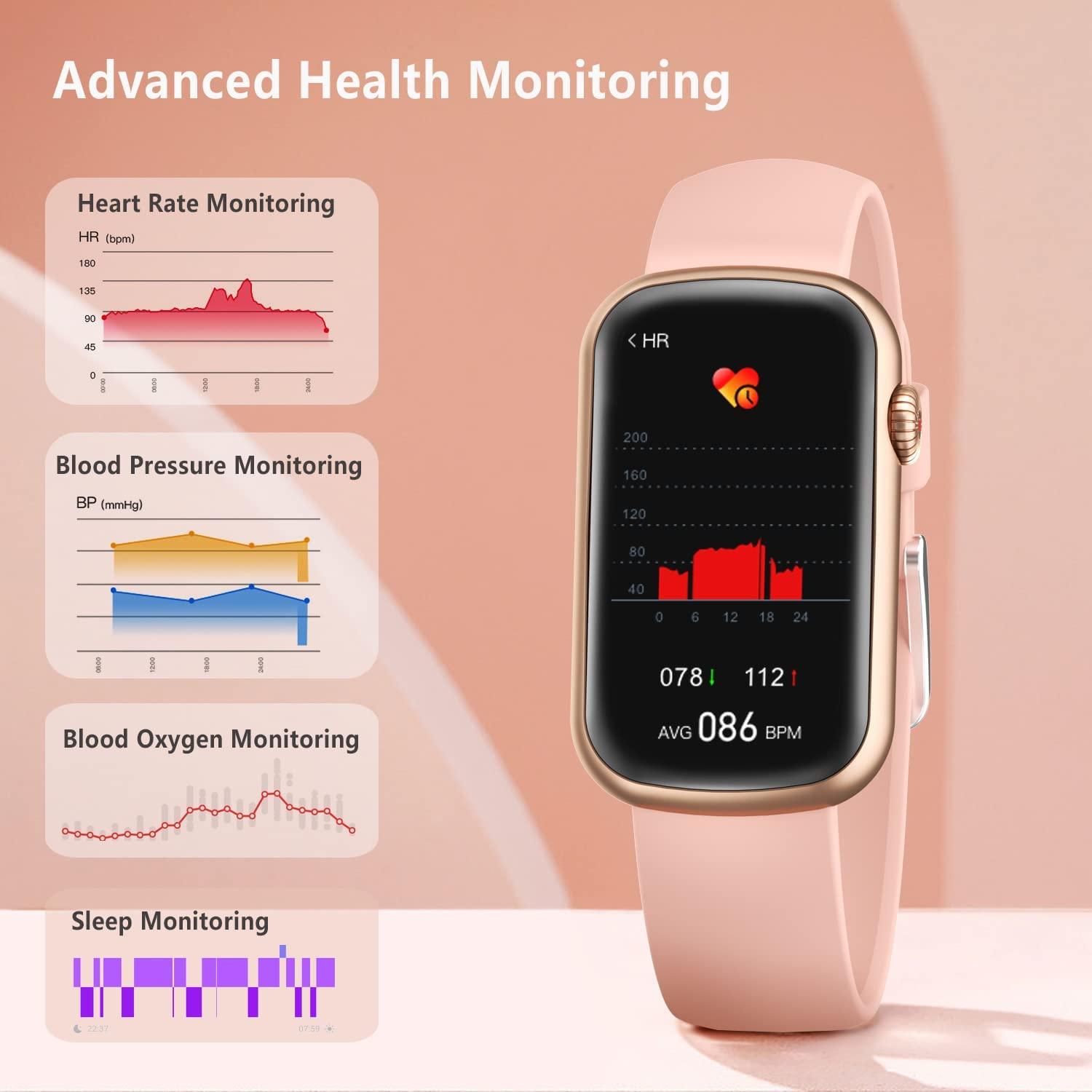  Vital Fit Track Vital Fit Track Smart Watch Fitness Tracker  with Heart Rate Blood Pressure Blood Oxygen Body Temperature Monitor Sleep  Tracking Step Counter Pedometer Ip67 Waterproof (Light purple) : Sports